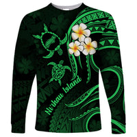 Hawaii Long Sleeve Shirt Niihau Islands Polynesian Sunset Plumeria Green Vibe - Wonder Print Shop