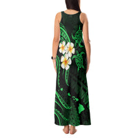Hawaii Tank Maxi Dress Niihau Islands Polynesian Sunset Plumeria Green Vibe - Wonder Print Shop
