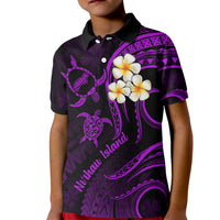 Polynesian Hawaii Kid Polo Shirt Niihau Islands with Pacific Plumeria Purple Vibe - Wonder Print Shop