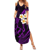 Polynesian Hawaii Summer Maxi Dress Niihau Islands with Pacific Plumeria Purple Vibe - Wonder Print Shop