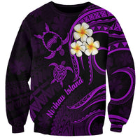 Polynesian Hawaii Sweatshirt Niihau Islands with Pacific Plumeria Purple Vibe - Wonder Print Shop