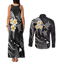 Polynesian Hawaii Couples Matching Tank Maxi Dress and Long Sleeve Button Shirts Niihau Islands with Pacific Plumeria White Vibe LT9 - Wonder Print Shop