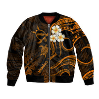 Hawaii Sleeve Zip Bomber Jacket Molokai Islands Polynesian Sunset Plumeria Gold Vibe - Wonder Print Shop