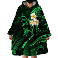 Hawaii Wearable Blanket Hoodie Molokai Islands Polynesian Sunset Plumeria Green Vibe - Wonder Print Shop
