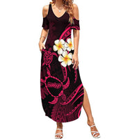Hawaii Summer Maxi Dress Molokai Islands Polynesian Sunset Plumeria Pink Vibe - Wonder Print Shop