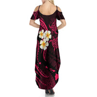 Hawaii Summer Maxi Dress Molokai Islands Polynesian Sunset Plumeria Pink Vibe - Wonder Print Shop