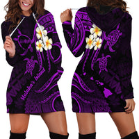 Polynesian Hawaii Hoodie Dress Molokai Islands with Pacific Plumeria Purple Vibe - Wonder Print Shop