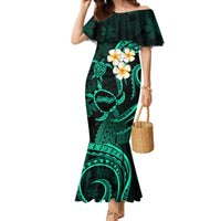 Polynesian Hawaii Mermaid Dress Molokai Islands with Pacific Plumeria Turquoise Vibe - Wonder Print Shop