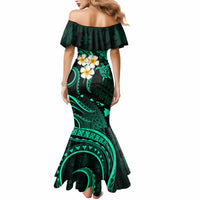 Polynesian Hawaii Mermaid Dress Molokai Islands with Pacific Plumeria Turquoise Vibe - Wonder Print Shop