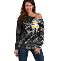 Polynesian Hawaii Off Shoulder Sweater Molokai Islands with Pacific Plumeria White Vibe - Wonder Print Shop
