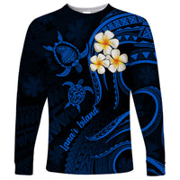 Hawaii Long Sleeve Shirt Lanai Islands Polynesian Sunset Plumeria Blue Vibe - Wonder Print Shop
