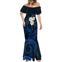 Hawaii Mermaid Dress Lanai Islands Polynesian Sunset Plumeria Blue Vibe - Wonder Print Shop