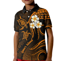 Hawaii Kid Polo Shirt Lanai Islands Polynesian Sunset Plumeria Gold Vibe - Wonder Print Shop