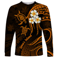 Hawaii Long Sleeve Shirt Lanai Islands Polynesian Sunset Plumeria Gold Vibe - Wonder Print Shop