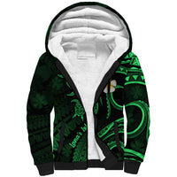 Hawaii Sherpa Hoodie Lanai Islands Polynesian Sunset Plumeria Green Vibe - Wonder Print Shop