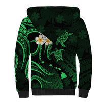 Hawaii Sherpa Hoodie Lanai Islands Polynesian Sunset Plumeria Green Vibe - Wonder Print Shop
