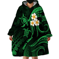 Hawaii Wearable Blanket Hoodie Lanai Islands Polynesian Sunset Plumeria Green Vibe - Wonder Print Shop