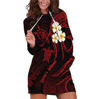 Polynesian Hawaii Hoodie Dress Lanai Islands with Pacific Plumeria Red Vibe - Wonder Print Shop