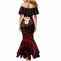 Polynesian Hawaii Mermaid Dress Lanai Islands with Pacific Plumeria Red Vibe - Wonder Print Shop