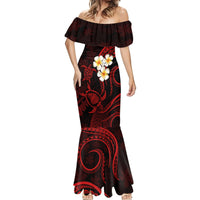 Polynesian Hawaii Mermaid Dress Lanai Islands with Pacific Plumeria Red Vibe - Wonder Print Shop