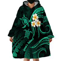 Polynesian Hawaii Wearable Blanket Hoodie Lanai Islands with Pacific Plumeria Turquoise Vibe - Wonder Print Shop