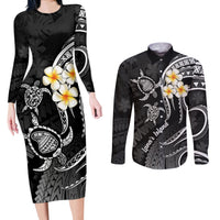 Polynesian Hawaii Couples Long Sleeve Bodycon Dress and Long Sleeve Button Shirts Lanai Islands with Pacific Plumeria White Vibe LT9 - Wonder Print Shop