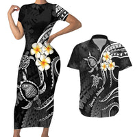 Polynesian Hawaii Couples Short Sleeve Bodycon Dress and Hawaiian Shirt Lanai Islands with Pacific Plumeria White Vibe LT9 - Wonder Print Shop