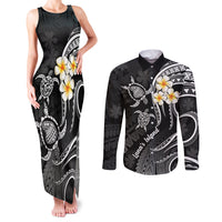 Polynesian Hawaii Couples Matching Tank Maxi Dress and Long Sleeve Button Shirts Lanai Islands with Pacific Plumeria White Vibe LT9 - Wonder Print Shop