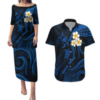 Hawaii Couples Puletasi Dress and Hawaiian Shirt Kauai Islands Polynesian Sunset Plumeria LT9 - Wonder Print Shop