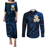 Hawaii Couples Puletasi Dress and Long Sleeve Button Shirts Kauai Islands Polynesian Sunset Plumeria LT9 - Wonder Print Shop