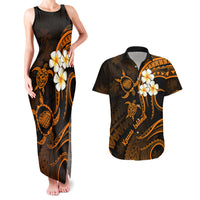 Hawaii Couples Matching Tank Maxi Dress And Hawaiian Shirt Kauai Islands Polynesian Sunset Plumeria Gold Vibe LT9 - Wonder Print Shop