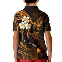 Hawaii Kid Polo Shirt Kauai Islands Polynesian Sunset Plumeria Gold Vibe - Wonder Print Shop