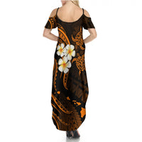 Hawaii Summer Maxi Dress Kauai Islands Polynesian Sunset Plumeria Gold Vibe - Wonder Print Shop