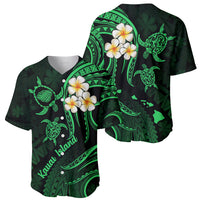 Hawaii Baseball Jersey Kauai Islands Polynesian Sunset Plumeria Green Vibe LT9 - Wonder Print Shop