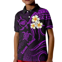 Polynesian Hawaii Kid Polo Shirt Kauai Islands with Pacific Plumeria Purple Vibe - Wonder Print Shop
