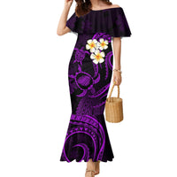 Polynesian Hawaii Mermaid Dress Kauai Islands with Pacific Plumeria Purple Vibe - Wonder Print Shop