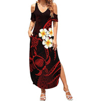 Polynesian Hawaii Summer Maxi Dress Kauai Islands with Pacific Plumeria Red Vibe - Wonder Print Shop