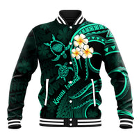 Polynesian Hawaii Baseball Jacket Kauai Islands with Pacific Plumeria Turquoise Vibe LT9 - Wonder Print Shop