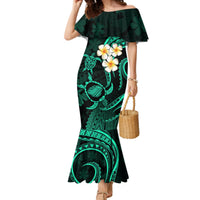 Polynesian Hawaii Mermaid Dress Kauai Islands with Pacific Plumeria Turquoise Vibe - Wonder Print Shop