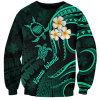 Polynesian Hawaii Sweatshirt Kauai Islands with Pacific Plumeria Turquoise Vibe - Wonder Print Shop