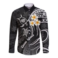 Polynesian Hawaii Long Sleeve Button Shirt Kauai Islands with Pacific Plumeria White Vibe - Wonder Print Shop