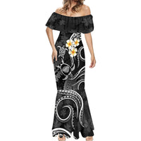 Polynesian Hawaii Mermaid Dress Kauai Islands with Pacific Plumeria White Vibe - Wonder Print Shop