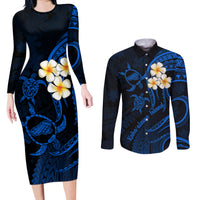 Hawaii Couples Long Sleeve Bodycon Dress and Long Sleeve Button Shirts Kahoolawe Islands Polynesian Sunset Plumeria LT9 - Wonder Print Shop