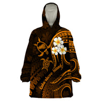 Hawaii Wearable Blanket Hoodie Kahoolawe Islands Polynesian Sunset Plumeria Gold Vibe - Wonder Print Shop