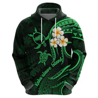 Hawaii Hoodie Kahoolawe Islands Polynesian Sunset Plumeria Green Vibe - Wonder Print Shop