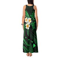 Hawaii Tank Maxi Dress Kahoolawe Islands Polynesian Sunset Plumeria Green Vibe - Wonder Print Shop