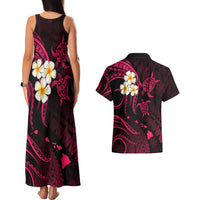 Hawaii Couples Matching Tank Maxi Dress And Hawaiian Shirt Kahoolawe Islands Polynesian Sunset Plumeria Pink Vibe LT9 - Wonder Print Shop