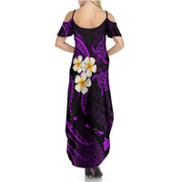 Polynesian Hawaii Summer Maxi Dress Kahoolawe Islands with Pacific Plumeria Purple Vibe - Wonder Print Shop