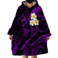 Polynesian Hawaii Wearable Blanket Hoodie Kahoolawe Islands with Pacific Plumeria Purple Vibe - Wonder Print Shop