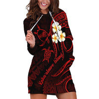 Polynesian Hawaii Hoodie Dress Kahoolawe Islands with Pacific Plumeria Red Vibe - Wonder Print Shop